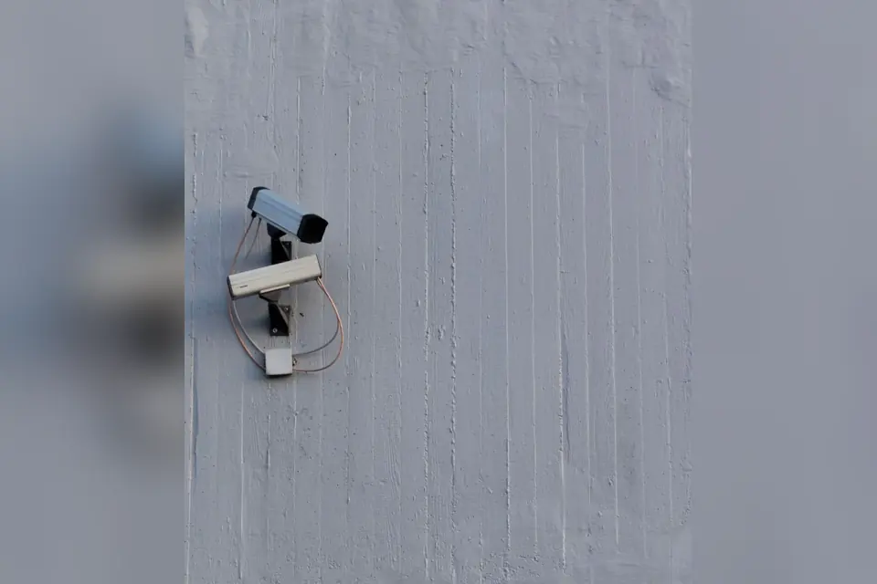 Security Camera Mounted on Wall