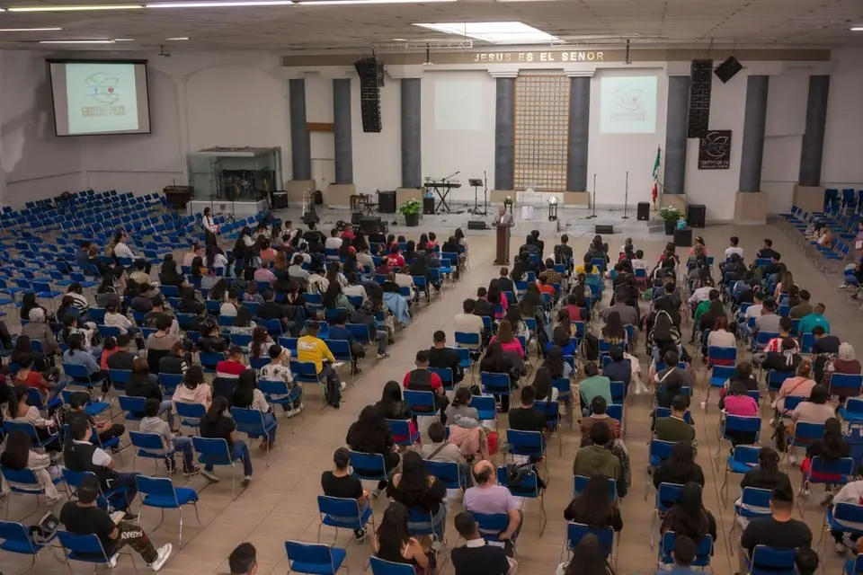 High Angle View of an Auditorium Full of People