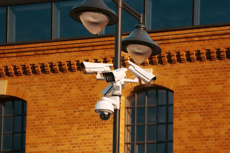 Modern Security Cameras on Urban Brick Wall