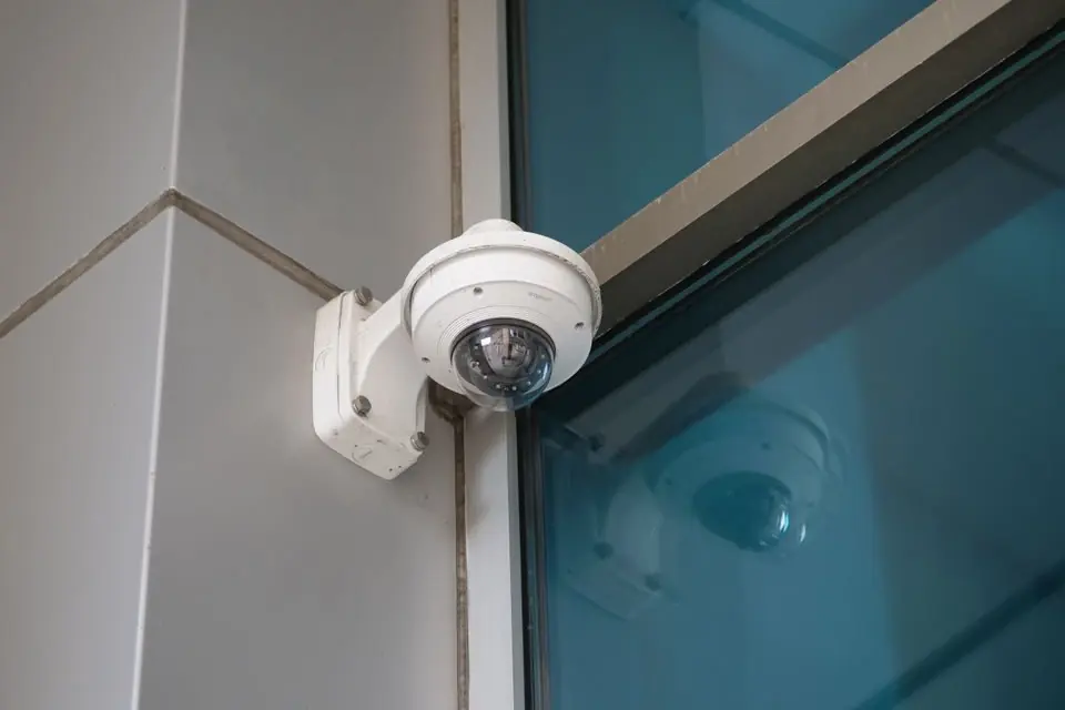 Close-up of Security Camera on Modern Building