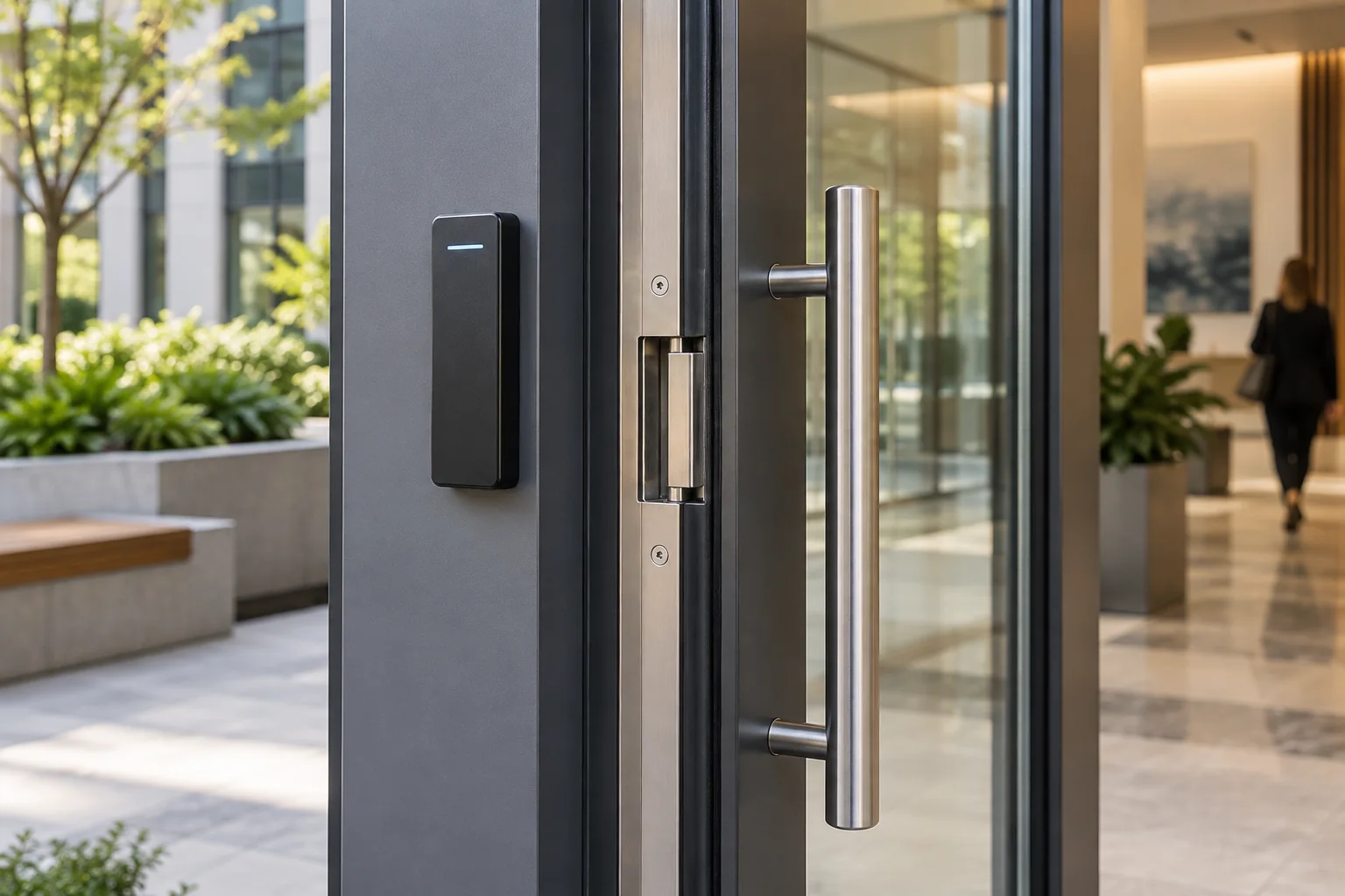 A lost credential is an operating process: Commercial access reader and glass entry