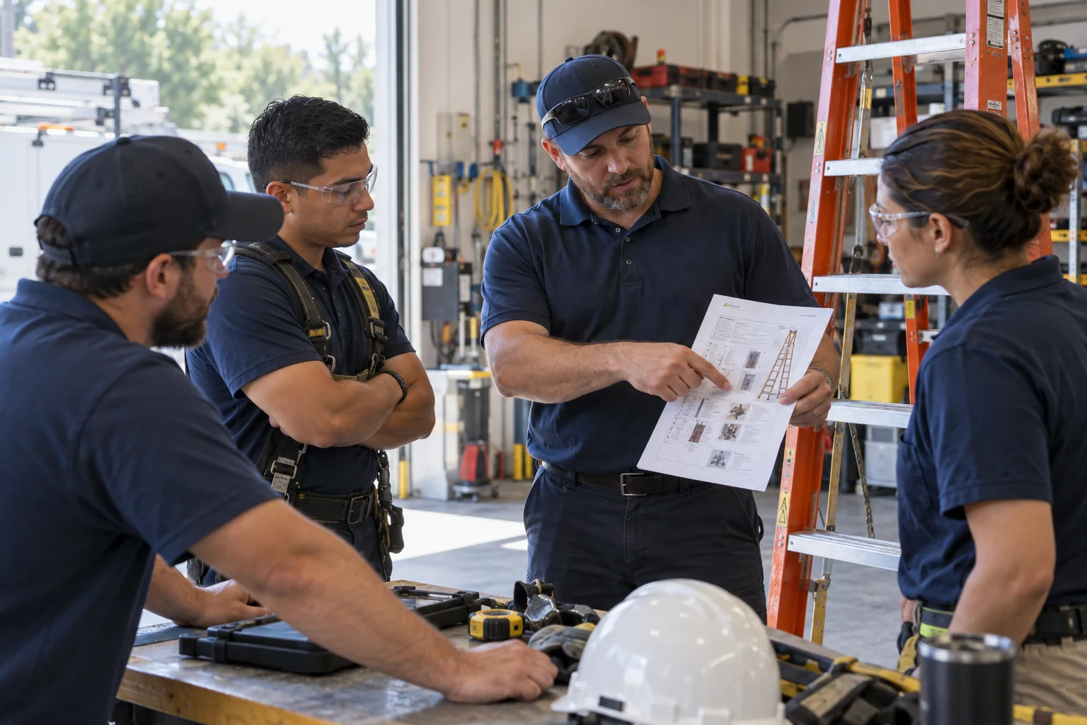 Plan technology work around occupancy: team reviewing field safety at a commercial site